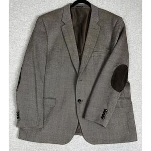 Saddlebred Sport Coat Mens 48R Brown Wool Blend Elbow Patch Blazer Jacket